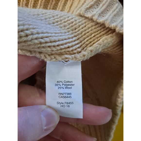 J. Crew Tan Cable Knit Crew Neck Long Sleeve Sweater Size Small - Picture 7 of 7